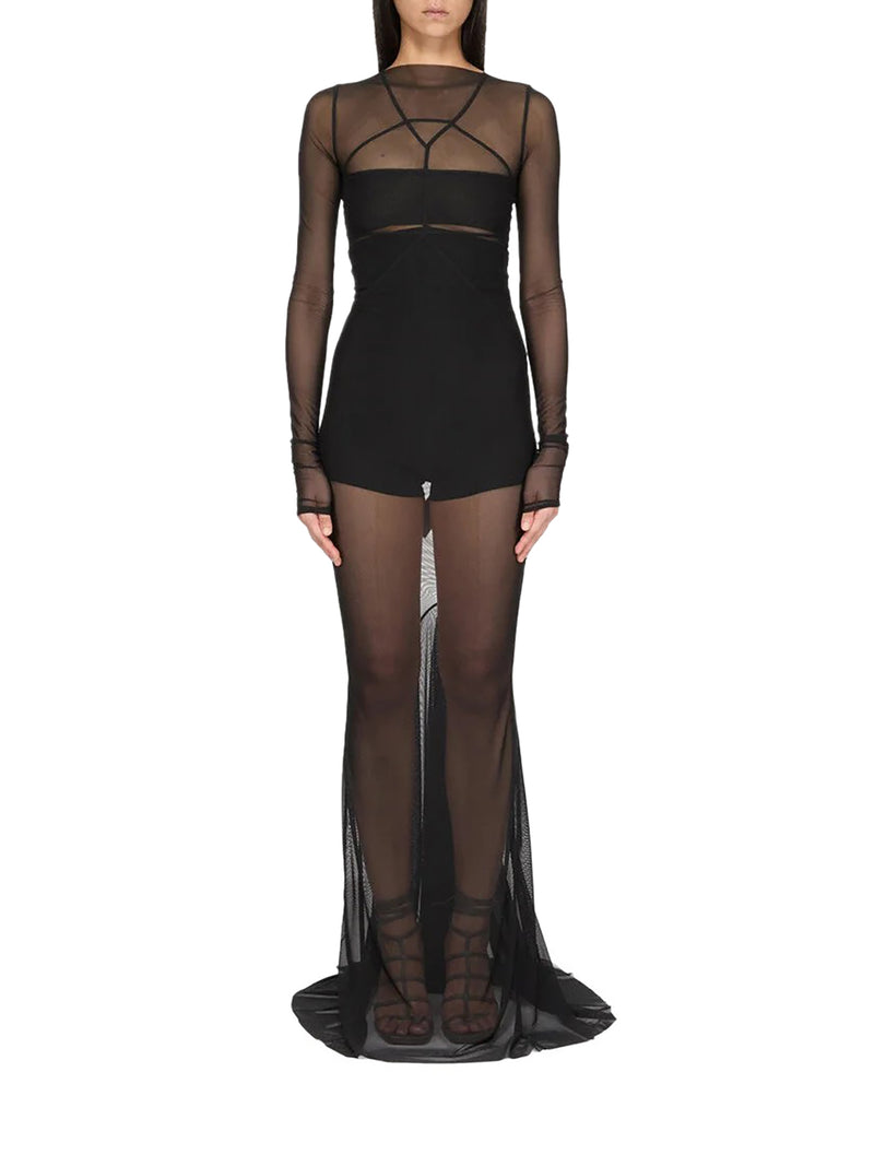 ABITO LUNGO IN TULLE TRASPARENTE