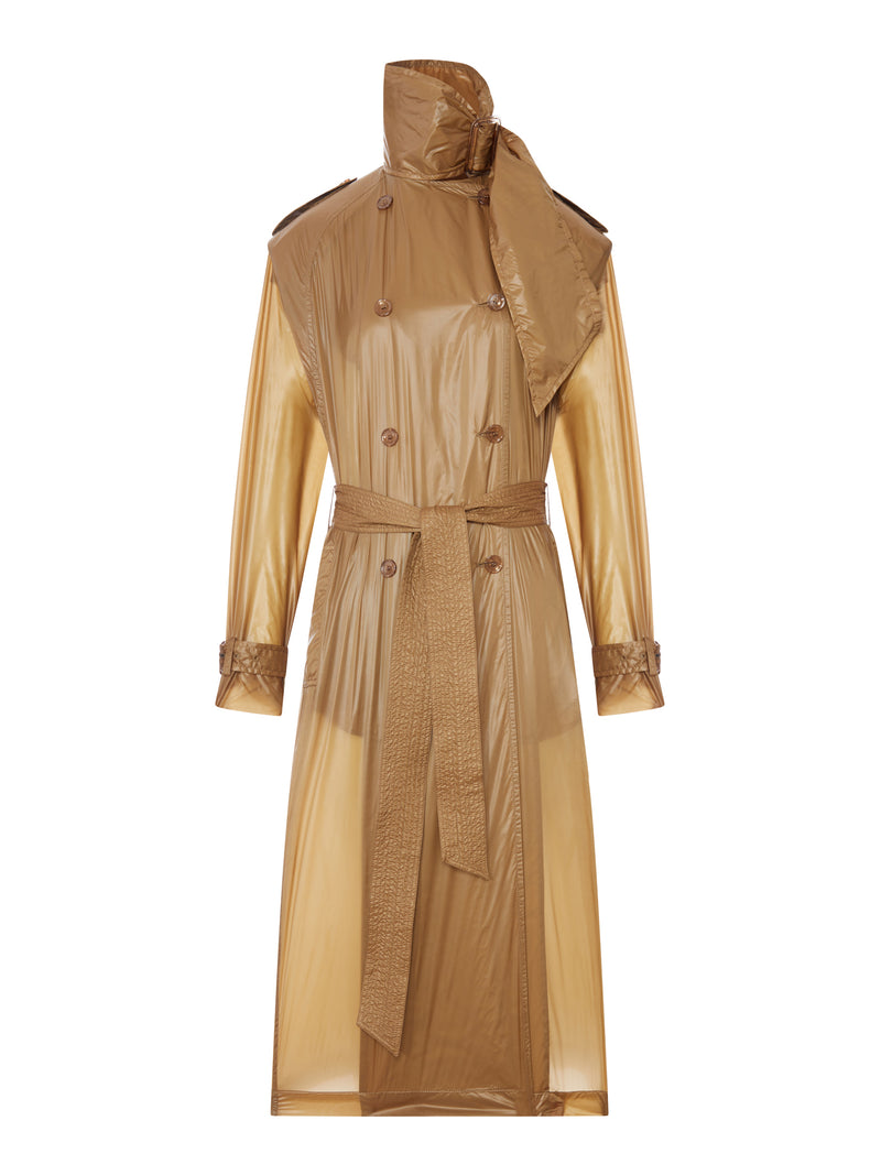 TRENCH TRASLUCIDO CON LAVALLIÈRE IN TESSUTO TECNICO