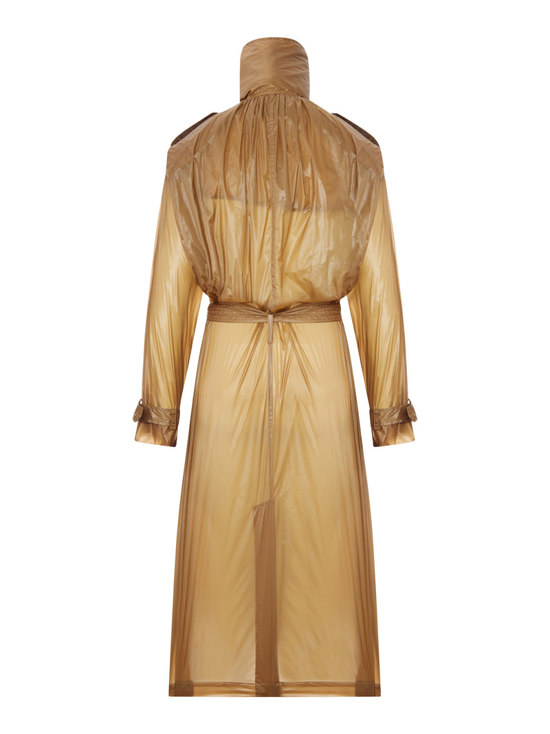 TRENCH TRASLUCIDO CON LAVALLIÈRE IN TESSUTO TECNICO