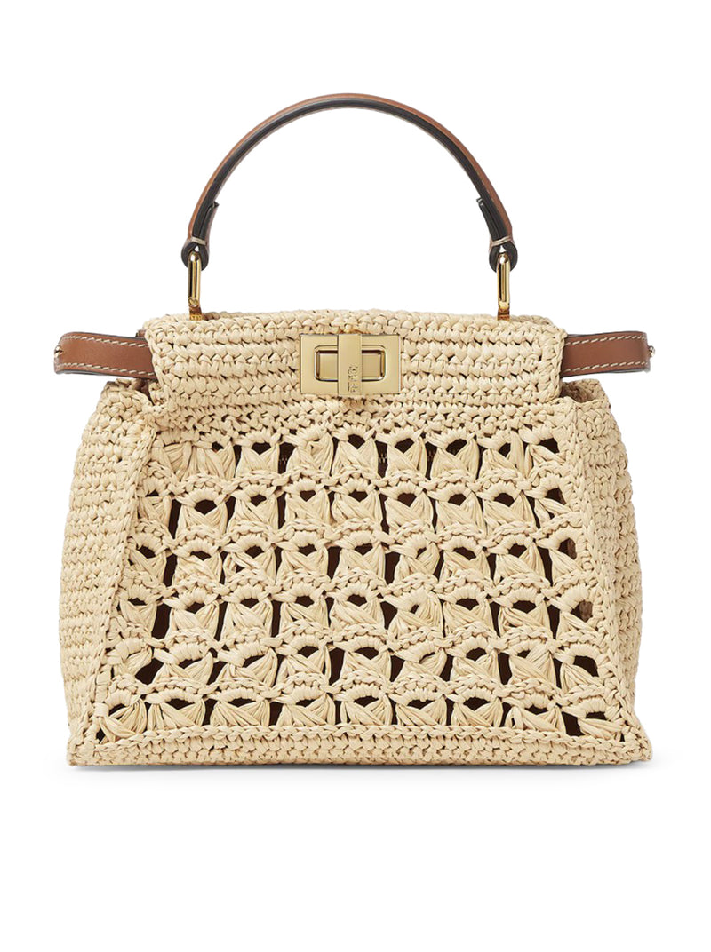 BORSA PEEKABOO MINI IN RAFIA CON INTRECCIO OPENWORK