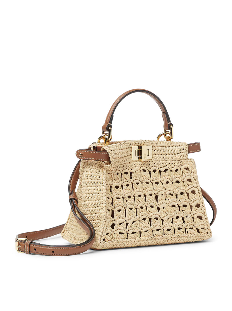 BORSA PEEKABOO MINI IN RAFIA CON INTRECCIO OPENWORK