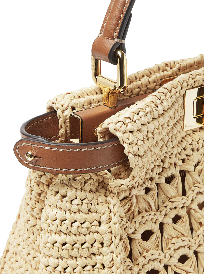 BORSA PEEKABOO MINI IN RAFIA CON INTRECCIO OPENWORK