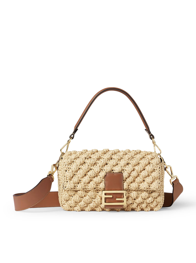 BORSA BAGUETTE IN RAFIA PUNTO NOCCIOLINA