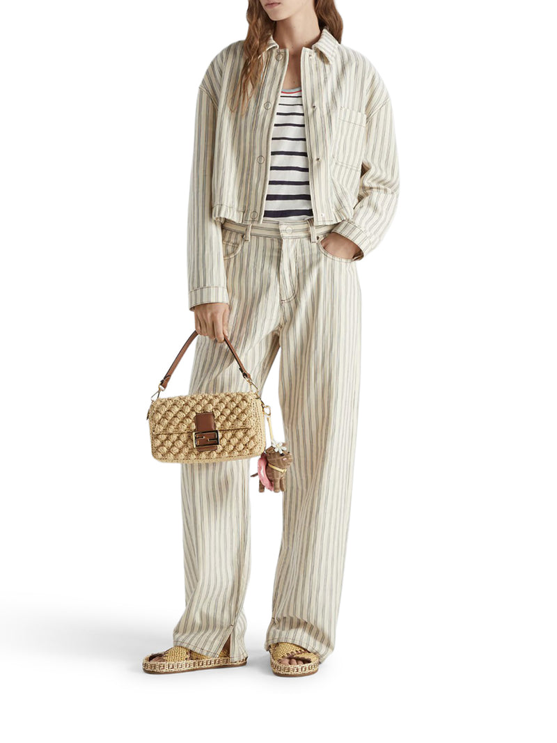 BORSA BAGUETTE IN RAFIA PUNTO NOCCIOLINA