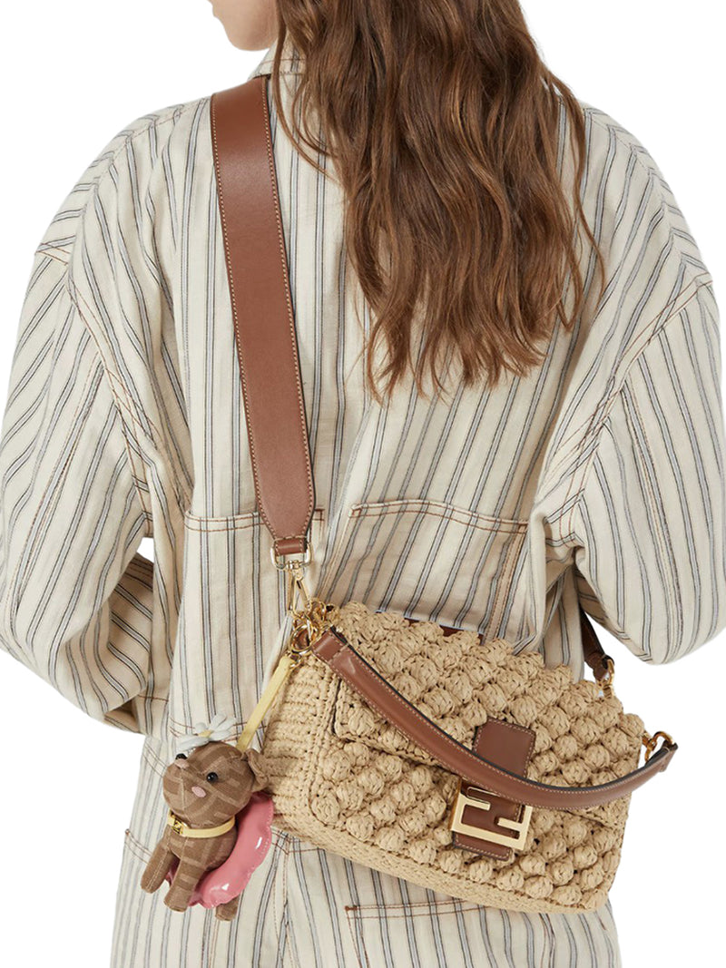 BORSA BAGUETTE IN RAFIA PUNTO NOCCIOLINA