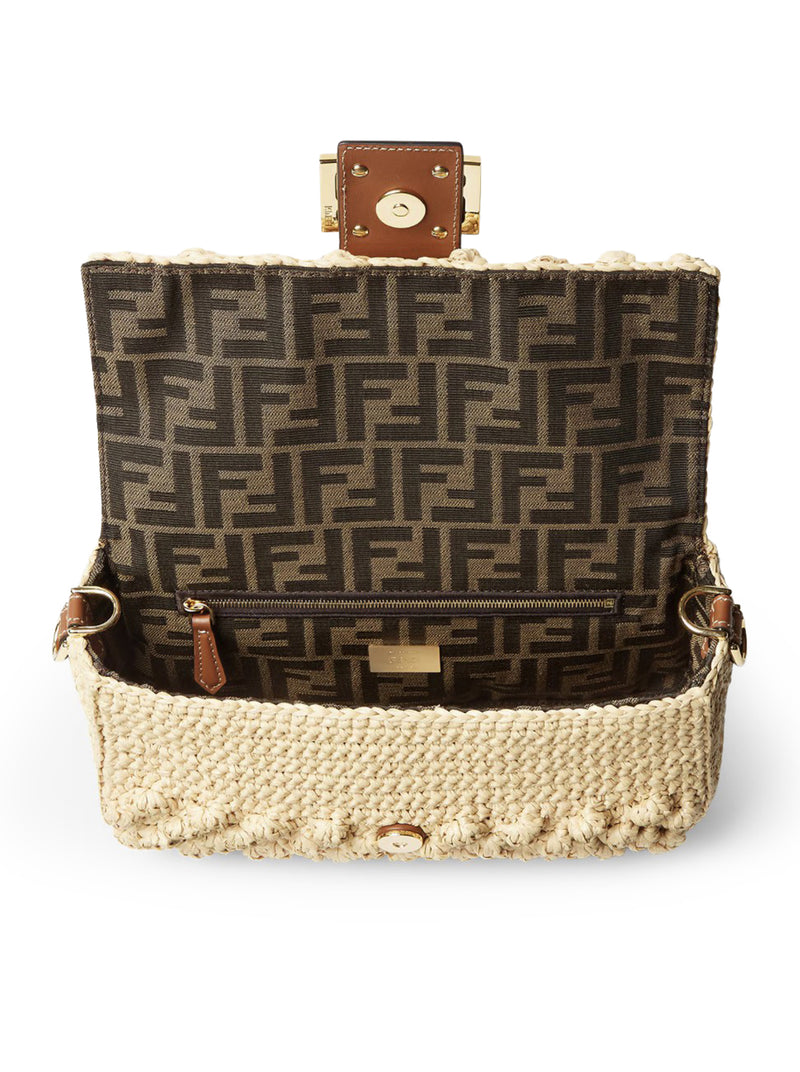 BORSA BAGUETTE IN RAFIA PUNTO NOCCIOLINA