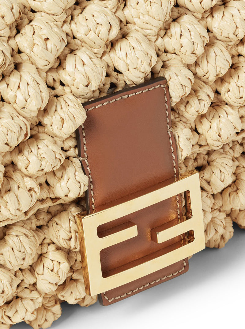 BORSA BAGUETTE IN RAFIA PUNTO NOCCIOLINA
