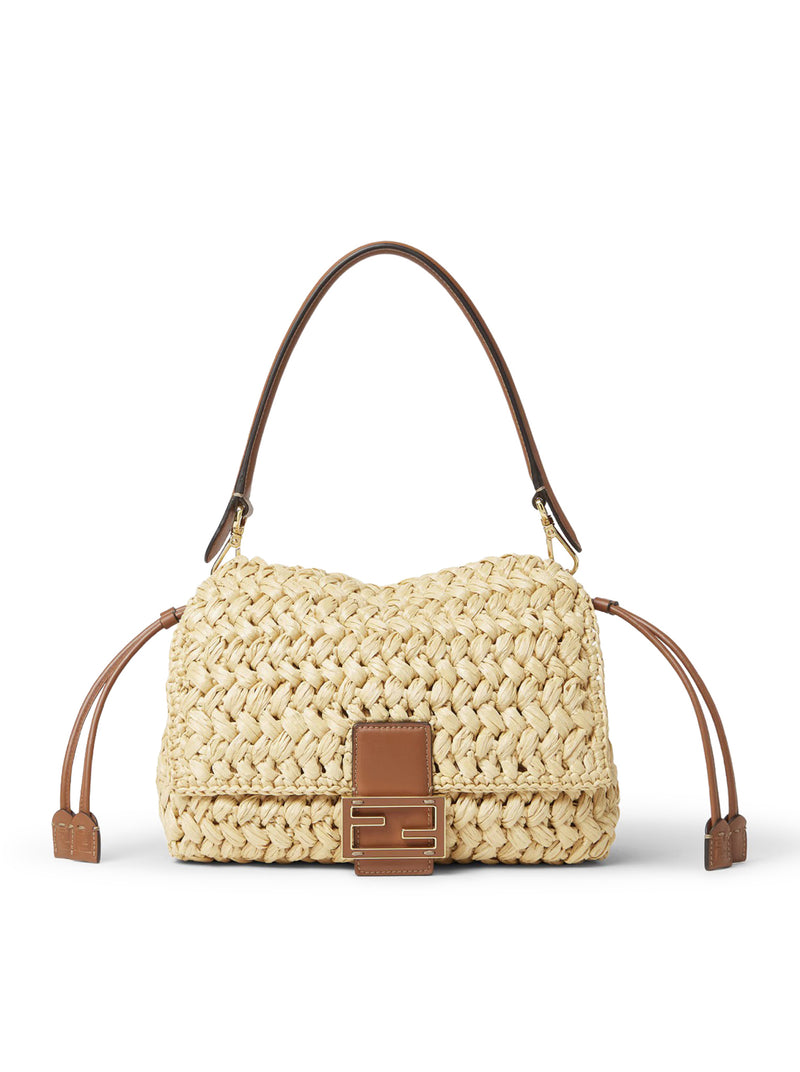 BORSA MAMMA BAGUETTE MEDIUM IN RAFIA INTRECCIATA