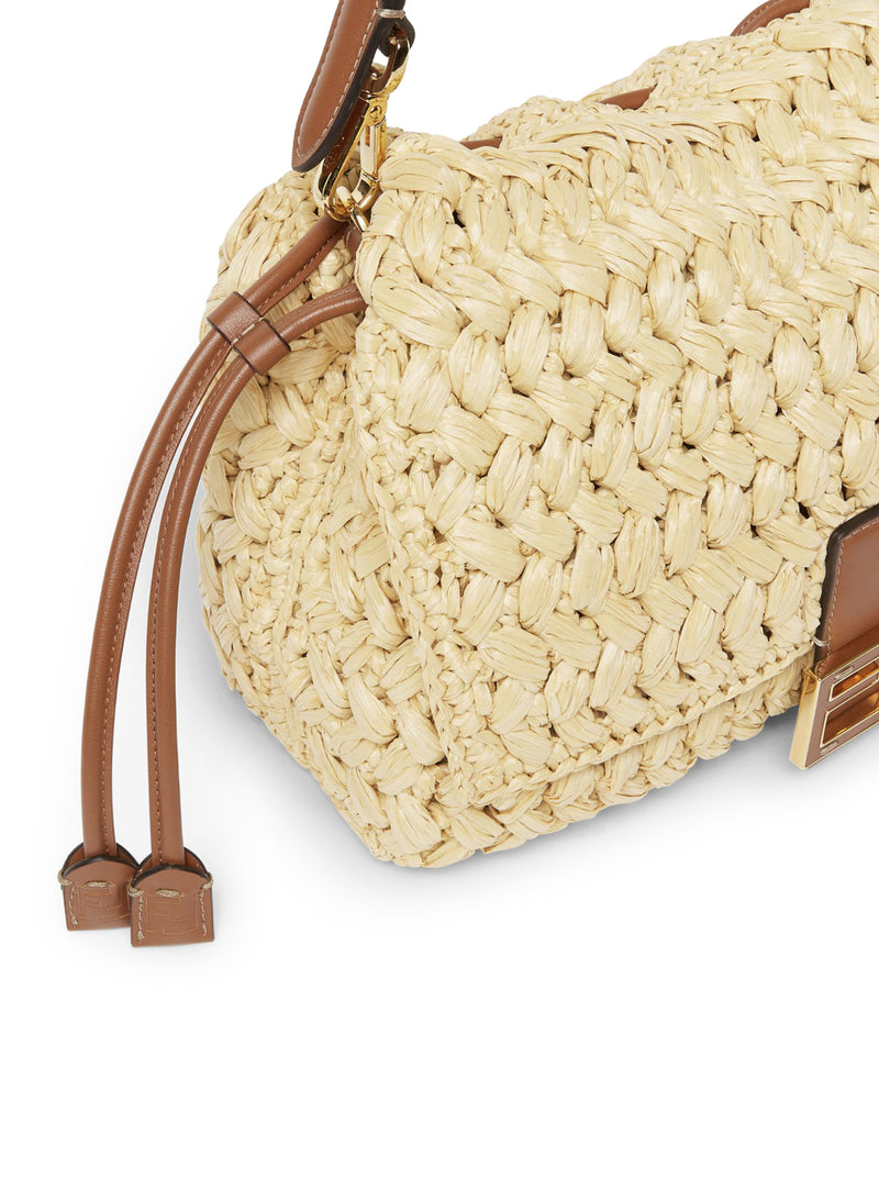 BORSA MAMMA BAGUETTE MEDIUM IN RAFIA INTRECCIATA