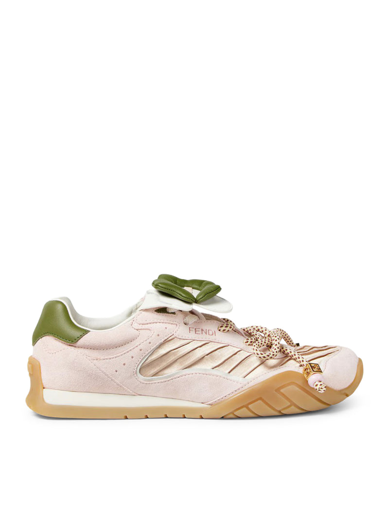FENDI WAVE PULSE LOW TOP IN TESSUTO E CAMOSCIO ROSA