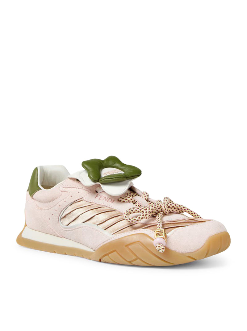 FENDI WAVE PULSE LOW TOP IN TESSUTO E CAMOSCIO ROSA