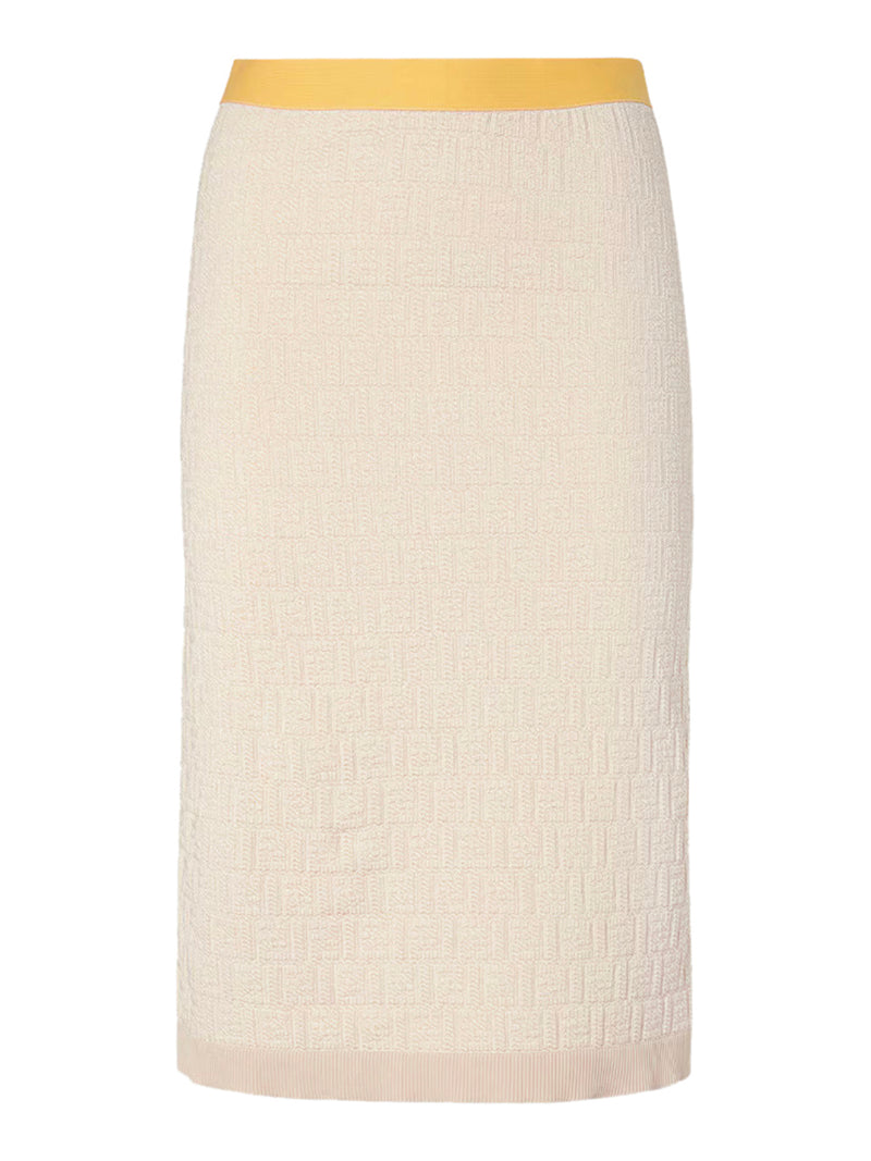 GONNA MIDI CON INSERTI COLOR BLOCK IN COTONE E SETA