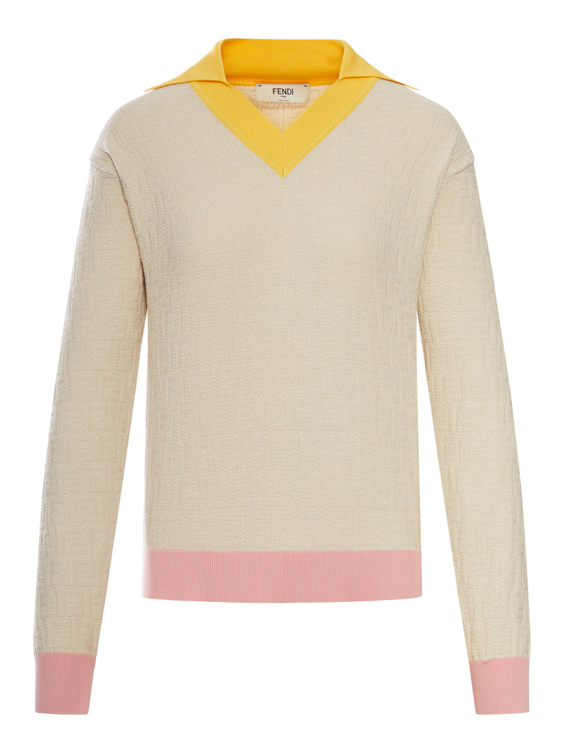 MAGLIA IN COTONE E SETA COLOR BLOCK FF