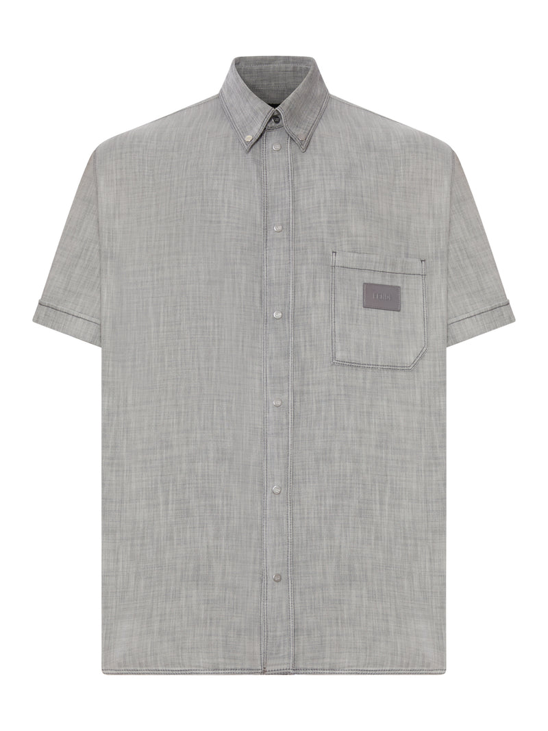 CAMICIA BUTTON DOWN IN CHAMBRAY GRIGIO