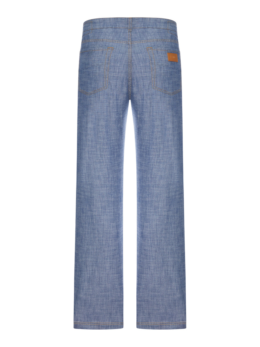 PANTALONI JEANS IN CHAMBRAY AZZURRO