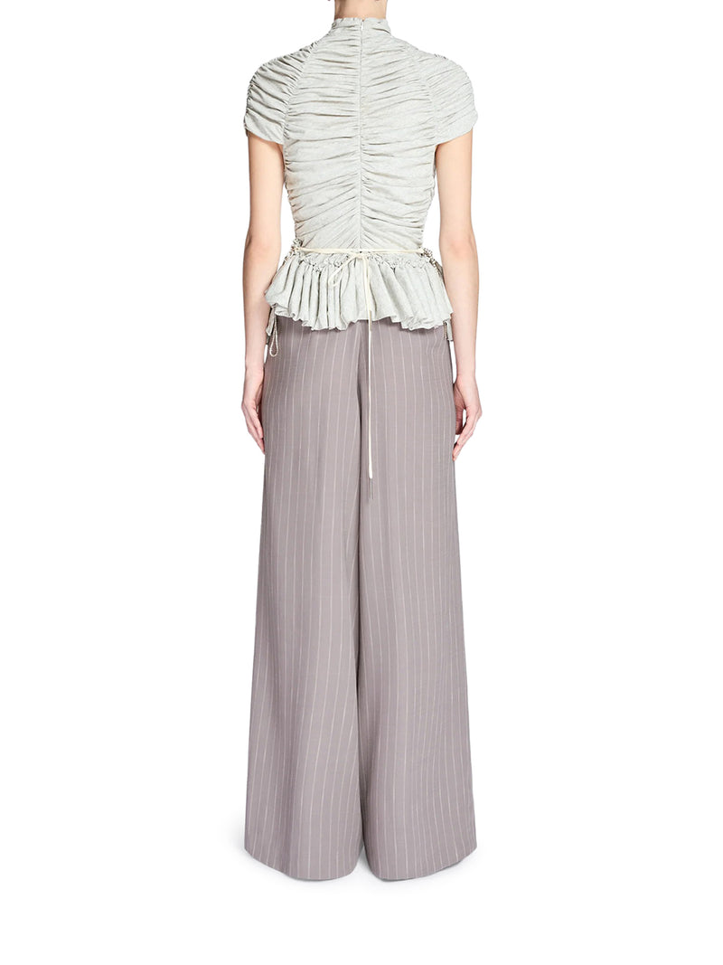 PANTALONI WIDE LEG IN TESSUTO GESSATO CON PINCES