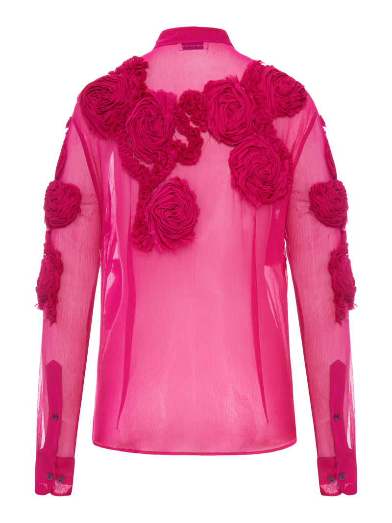 CAMICIA IN ORGANZA CON APPLICAZIONI FLOREALI