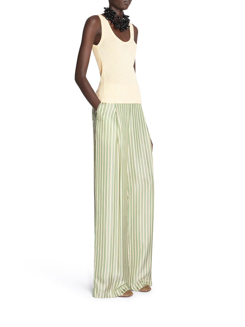 PANTALONI WIDE LEG IN CUPRO EFFETTO STROPICCIATO