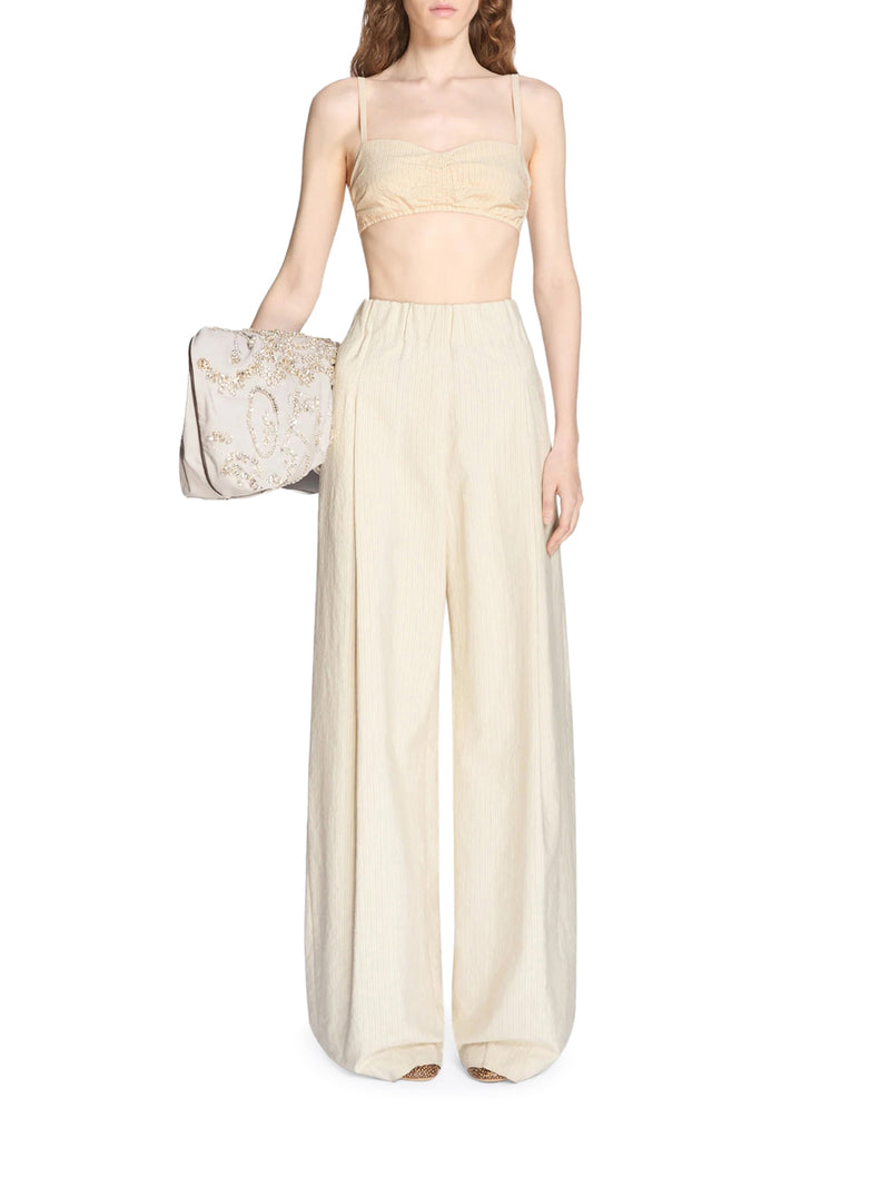 PANTALONI IN COTONE A GAMBA LARGA CON MOTIVO A RIGHE