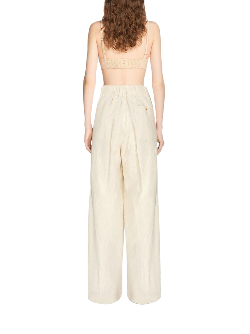 PANTALONI IN COTONE A GAMBA LARGA CON MOTIVO A RIGHE