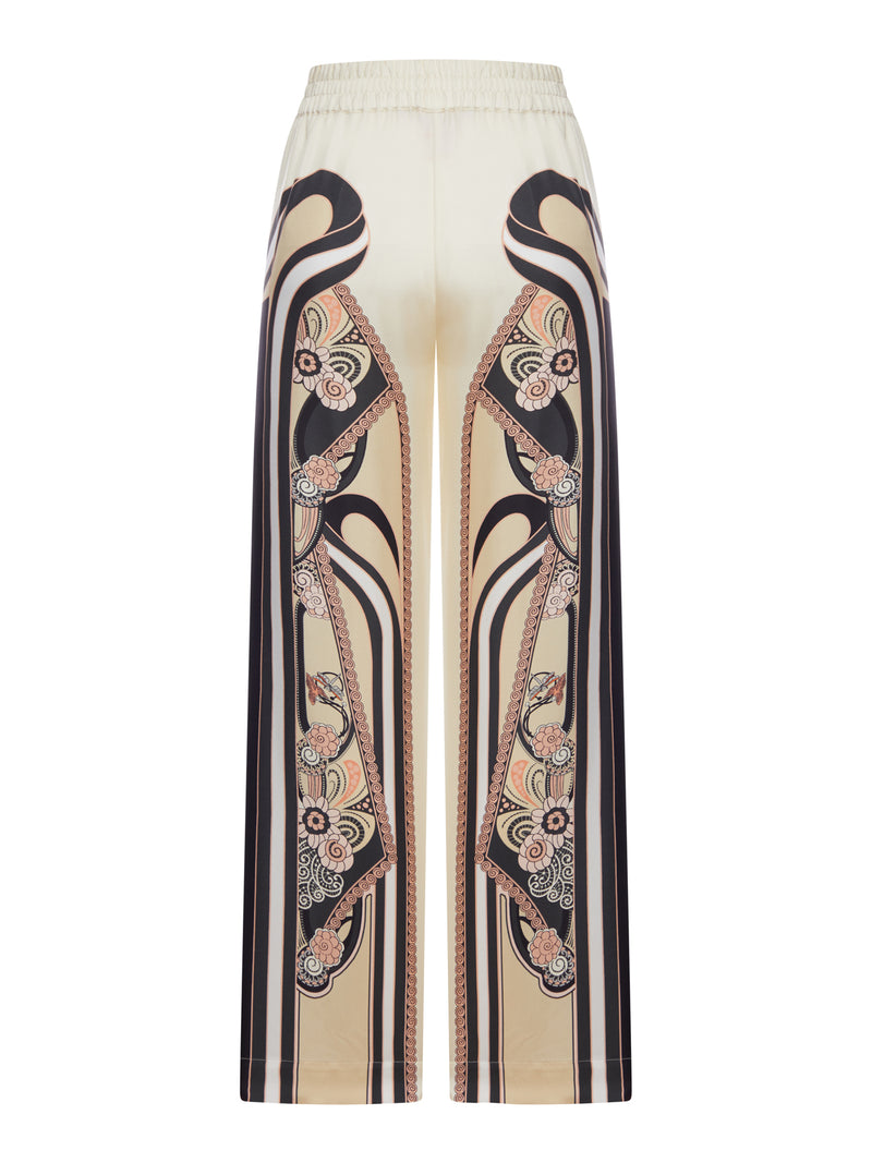 PANTALONE PALAZZO IN SETA CON STAMPA PIAZZATA