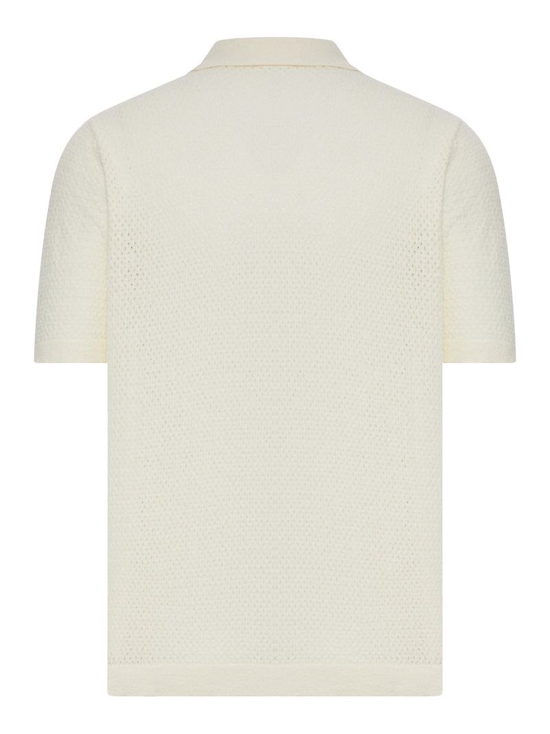 CAMICIA IN MAGLIA TRAFORATA CON COLLETTO CLASSICO