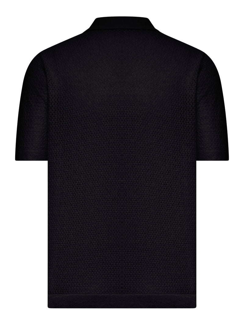 CAMICIA IN MAGLIA TRAFORATA CON COLLETTO CLASSICO