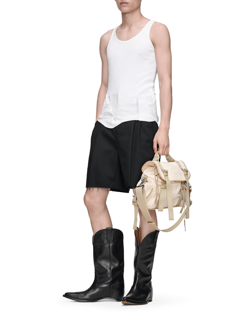 BERMUDA SARTORIALI CON PINCES E ORLO SFRANGIATO