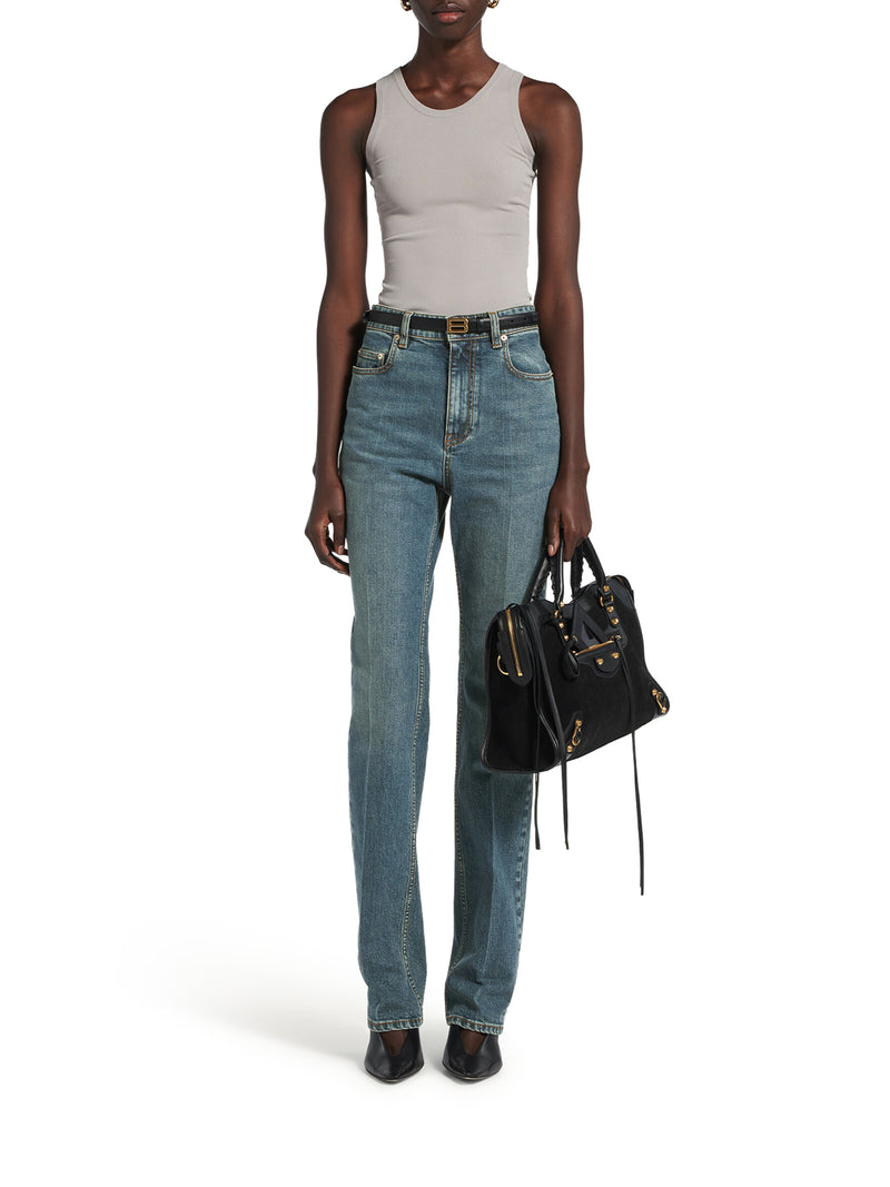 JEANS A VITA ALTA IN BLU VINTAGE