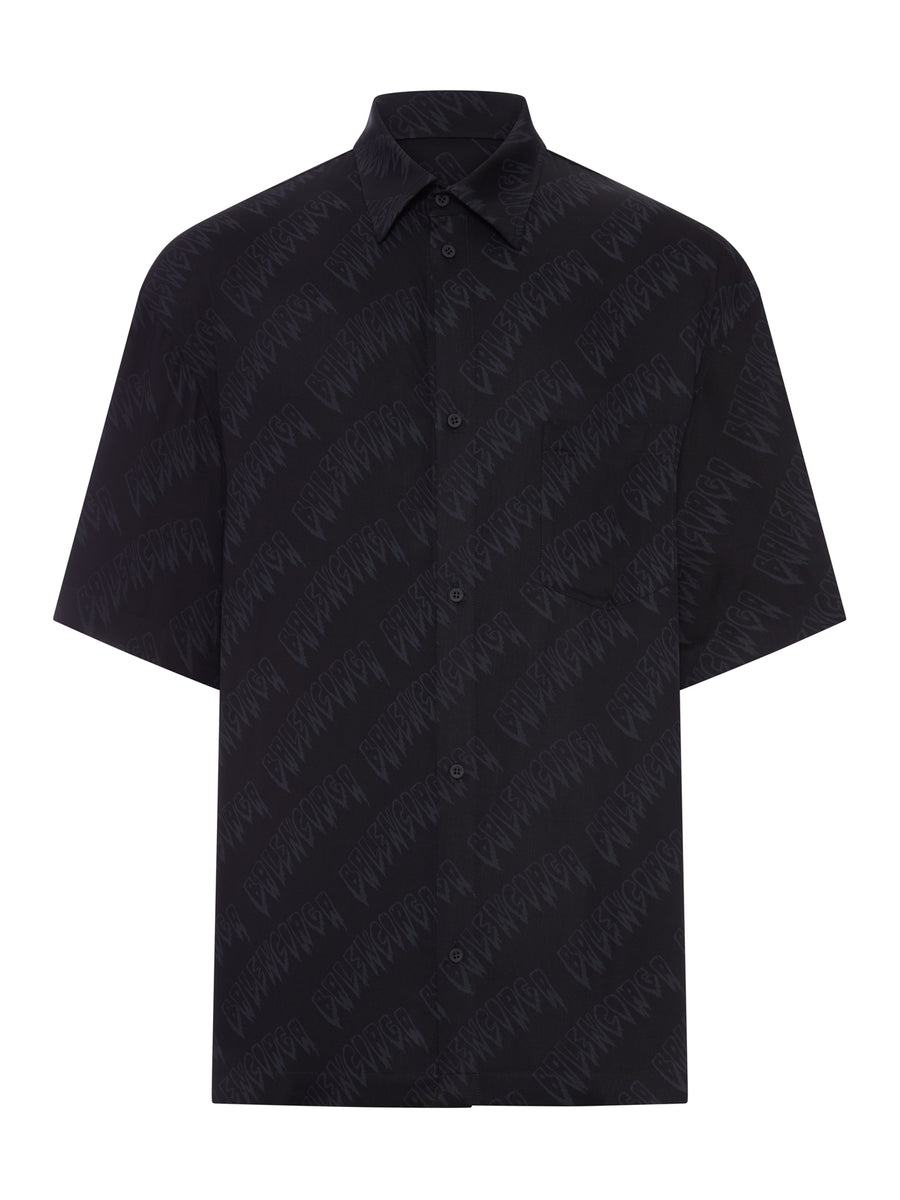 CAMICIA IN VISCOSA FLUIDA E LOGO ALLOVER