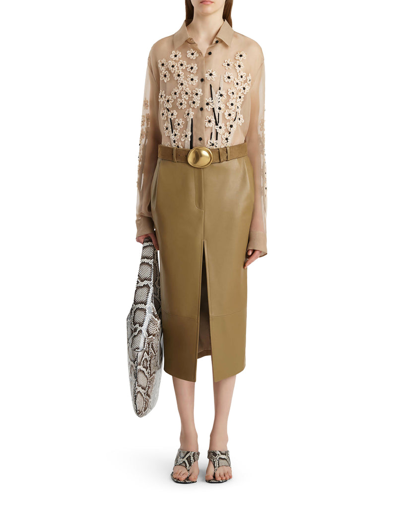 CAMICIA IN SETA CON RICAMI TRIDIMENSIONALI