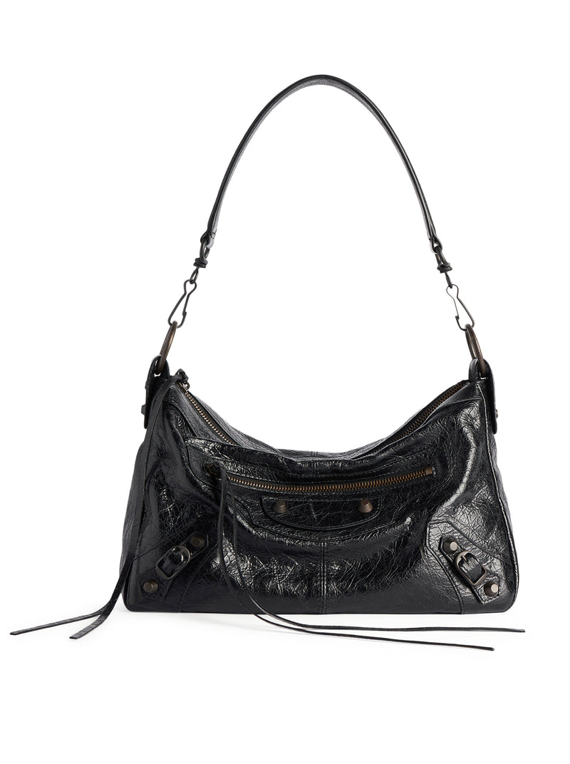 LE CITY MOTO PICCOLA IN PELLE DI AGNELLO ARENA NERA