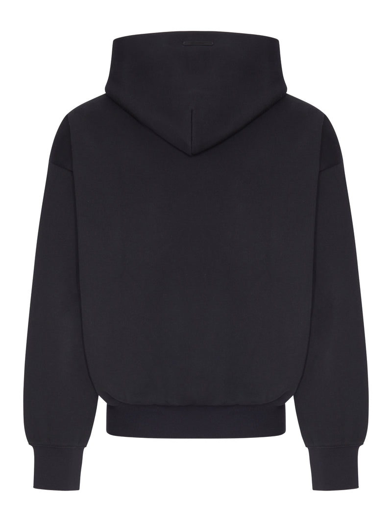FELPA OVERSIZE CON CAPPUCCIO E PATCH FRONTALI