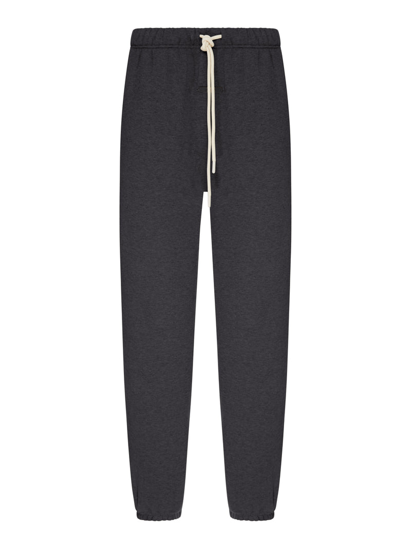 PANTALONI JOGGER IN FELPA MÉLANGE CON COULISSE E POLSINI ELASTICIZZATI