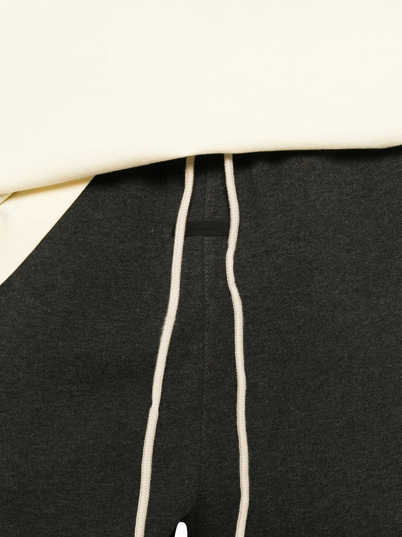 PANTALONI JOGGER IN FELPA MÉLANGE CON COULISSE E POLSINI ELASTICIZZATI