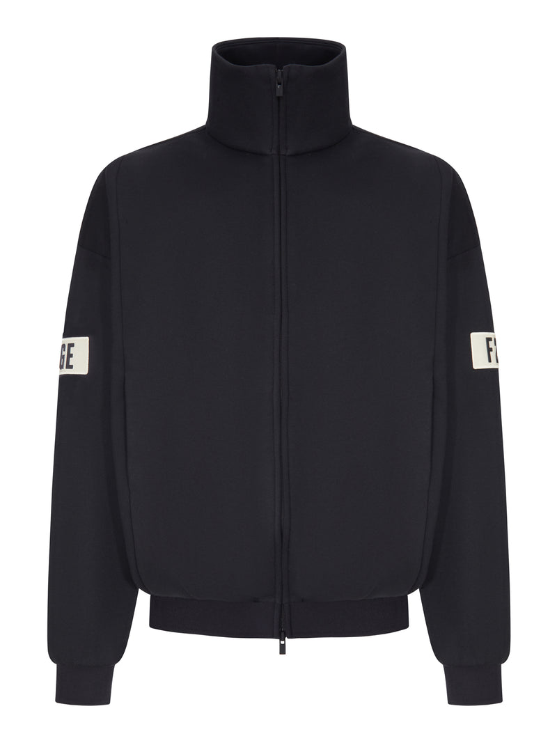 FELPA FULL ZIP CON COLLO ALTO E PATCH LATERALI