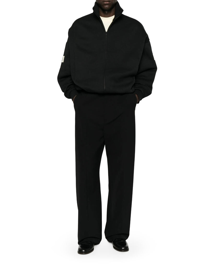 FELPA FULL ZIP CON COLLO ALTO E PATCH LATERALI