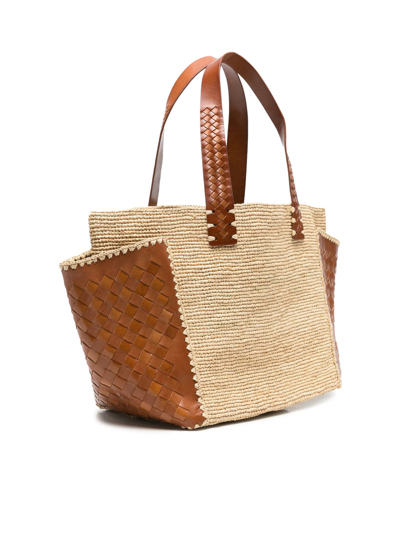 BORSA TOTE CHLOE` IN RAFIA CON DETTAGLI IN PELLE