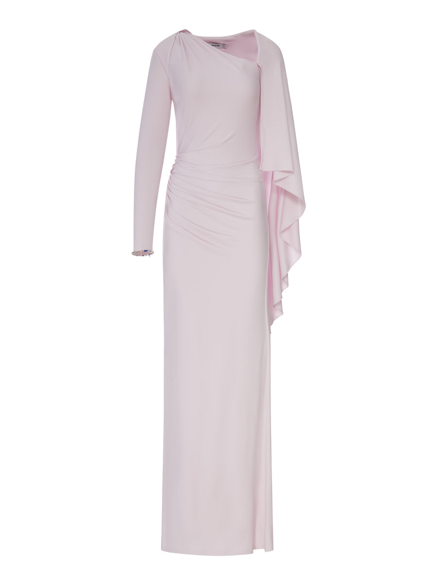 ABITO LUNGO DRAPPEGGIATO IN JERSEY ROSA