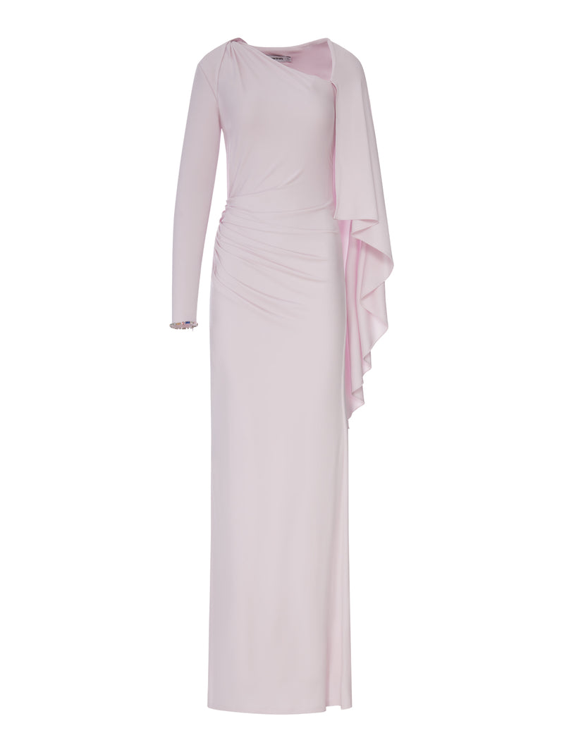 ABITO LUNGO DRAPPEGGIATO IN JERSEY ROSA
