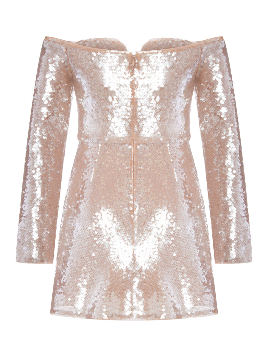 MINI ABITO OFF-SHOULDE IN PAILLETTES