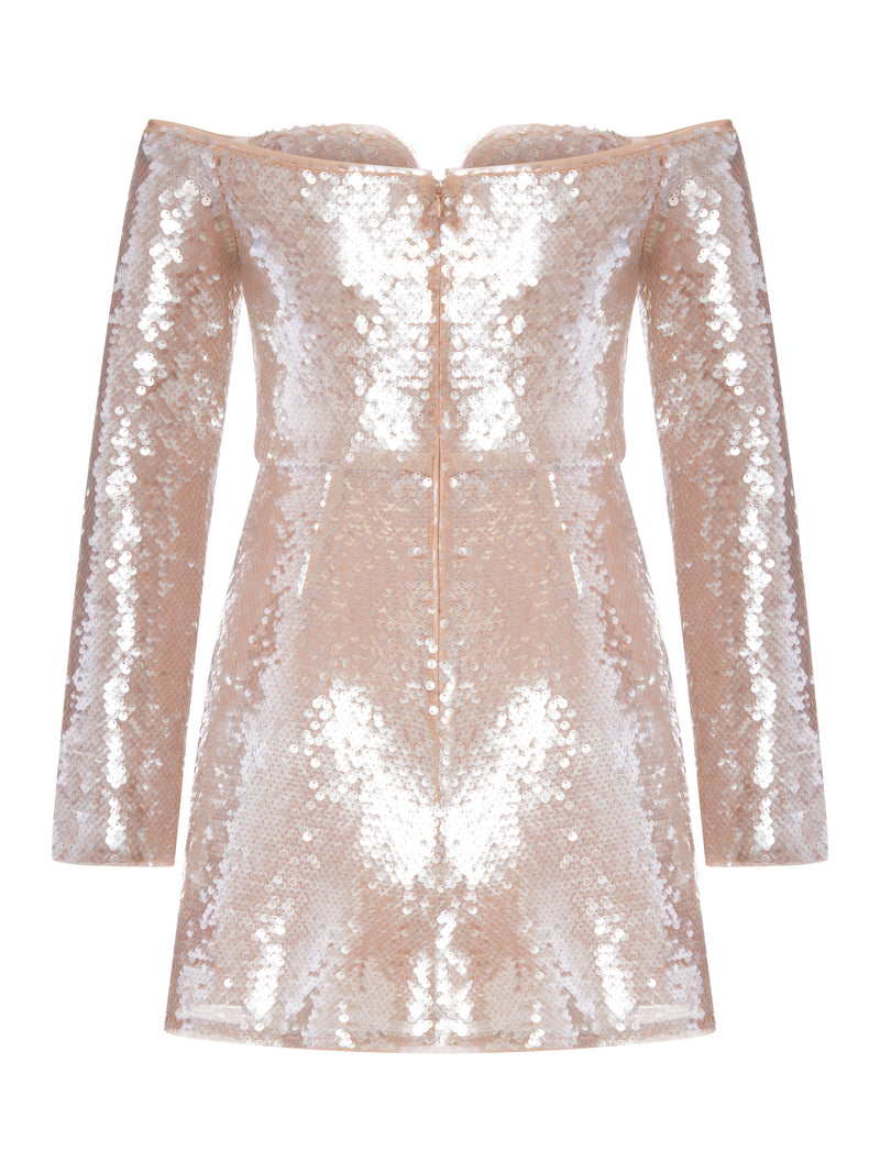 MINI ABITO OFF-SHOULDE IN PAILLETTES