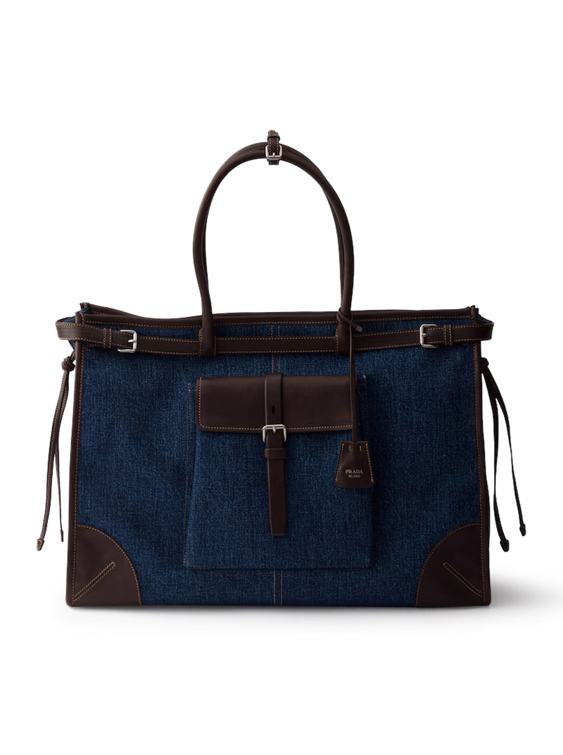 BORSA SHOPPING PRADA BONNIE IN DENIM E PELLE