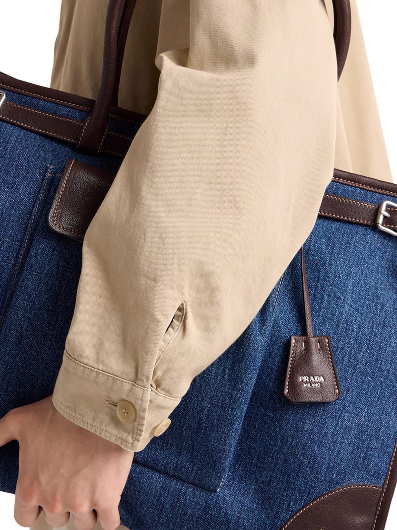 BORSA SHOPPING PRADA BONNIE IN DENIM E PELLE