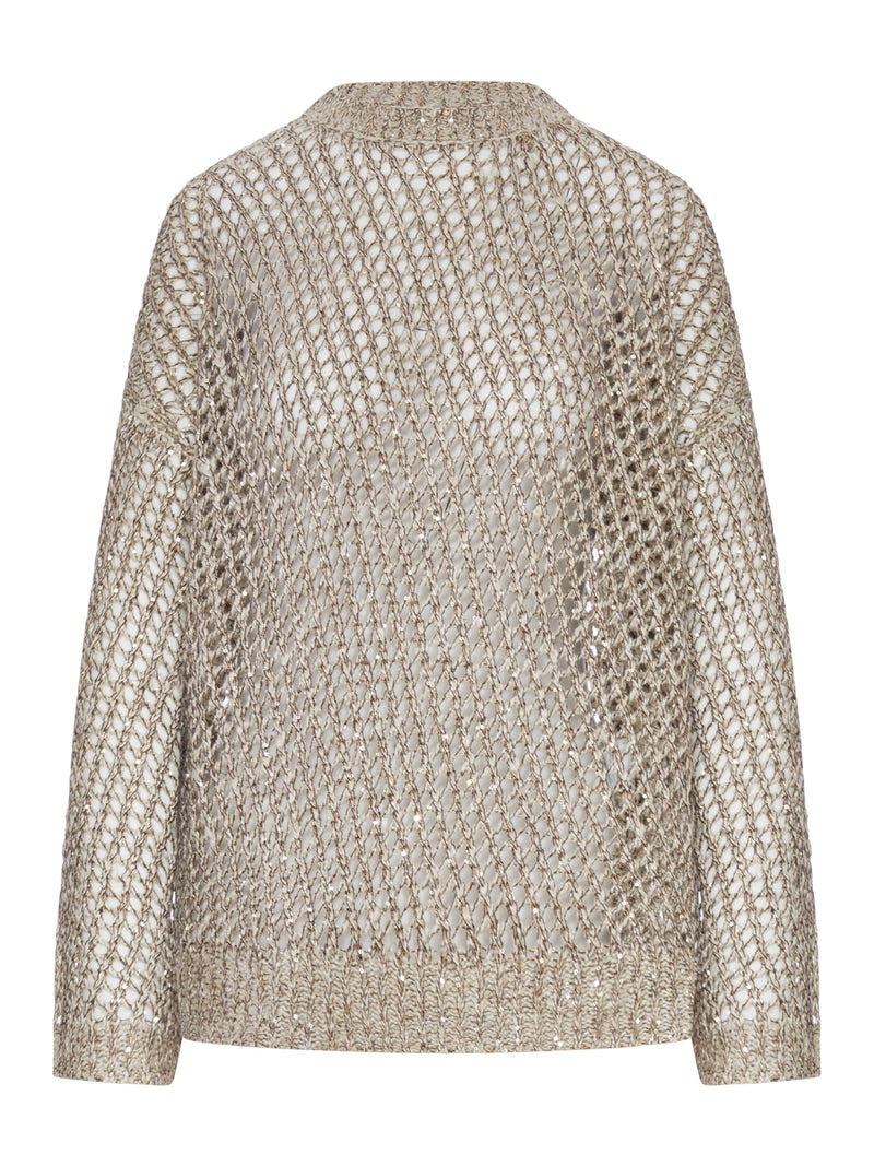 MAGLIONE IN MAGLIA CHINÉ DI SETA E LINO