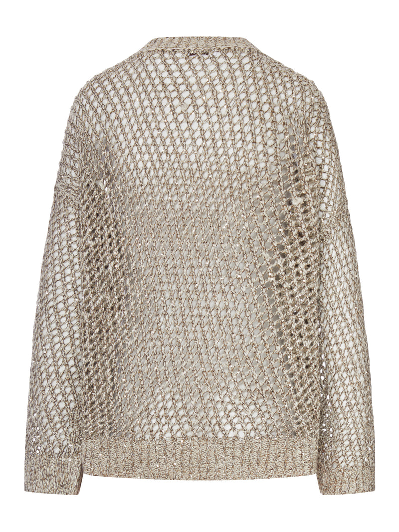MAGLIONE IN MAGLIA CHINÉ DI SETA E LINO