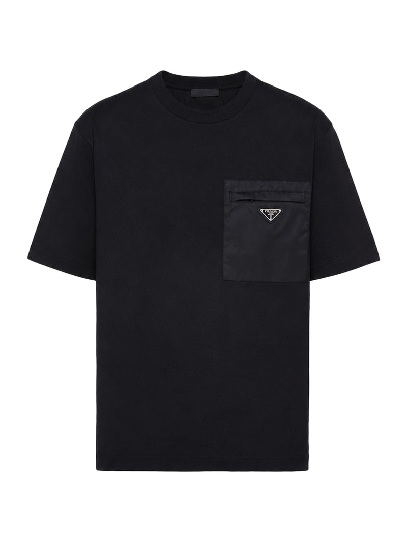 T-SHIRT IN JERSEY CON DETTAGLI IN RE-NYLON