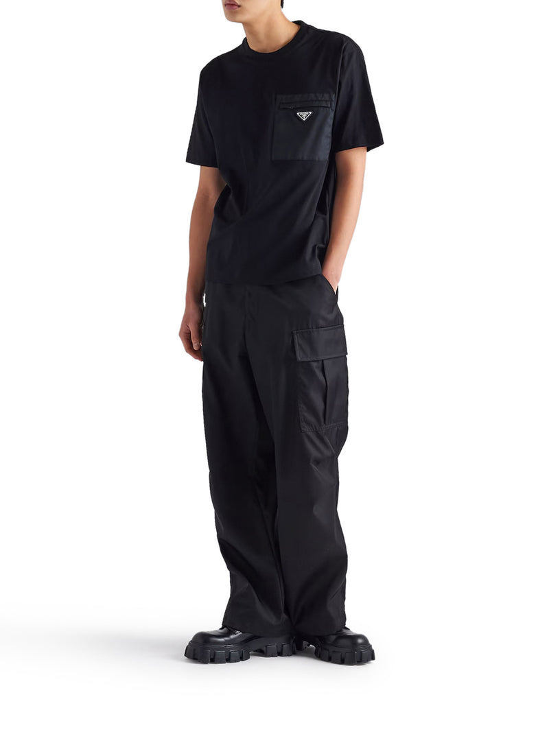 T-SHIRT IN JERSEY CON DETTAGLI IN RE-NYLON