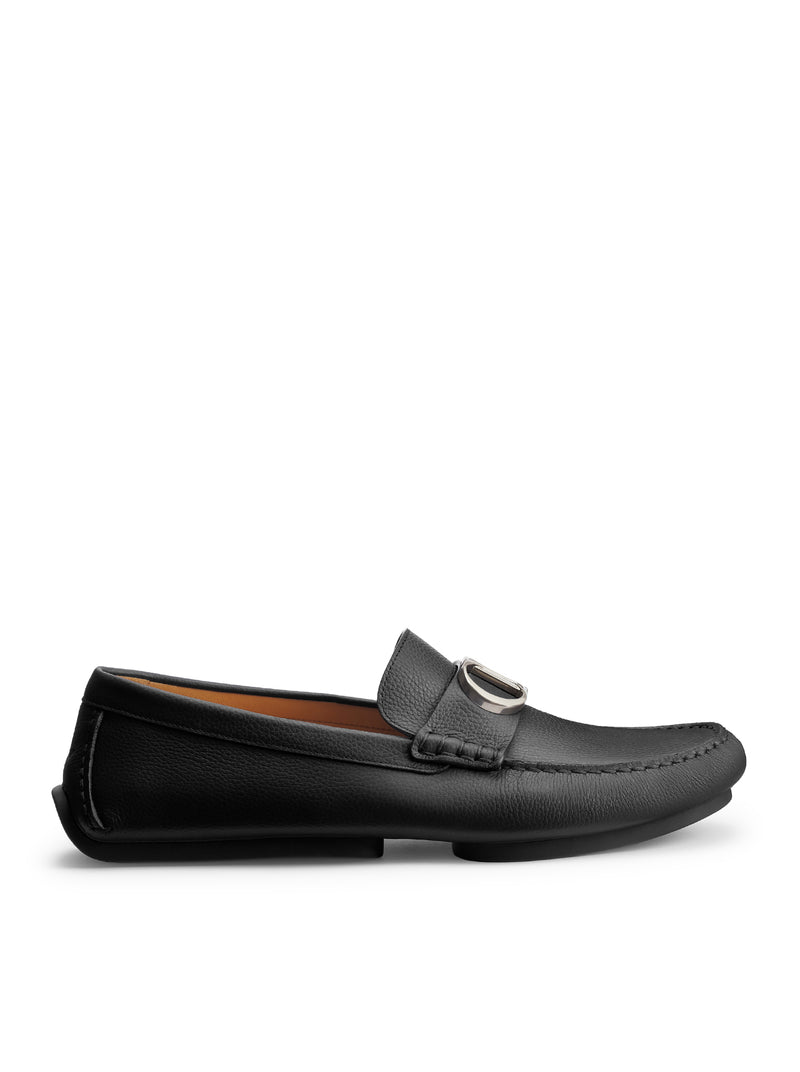 MOCASSINI ROADIE IN PELLE DI VITELLO GRANULATA NERA