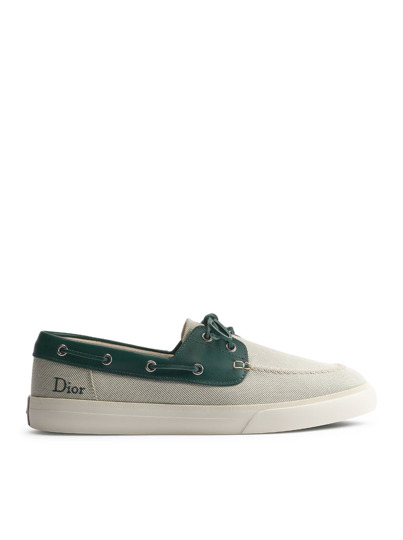 SCARPE DA BARCA CHESTER DIORIVIERA IN TELA DI COTONE E PELLE DI VITELLO